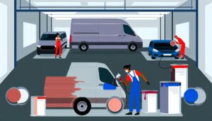 Illustration representing frequent bodywork challenges in uk commercial vehicles and effective solutions