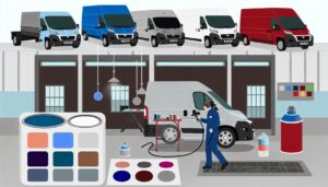 Illustration representing precision colour matching techniques for uk commercial vehicle fleets
