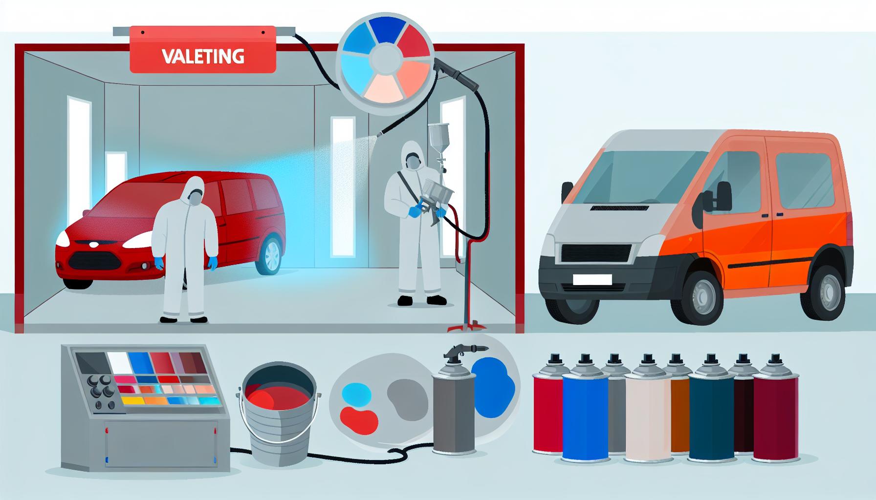 Illustration representing essential valeting tools and products for a spotless interior