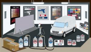Illustration representing independent paint supplies: leading the way with premium valeting products from nielsen, roar, farecla, and 3m
