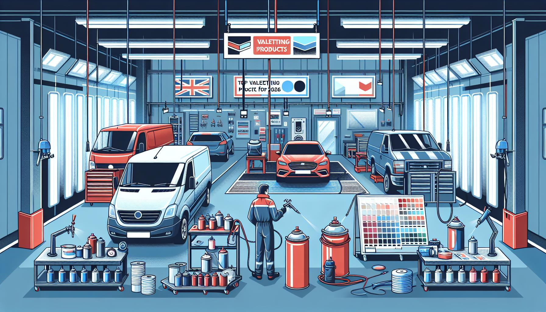 Illustration representing top valeting products every commercial garage should stock in 2026