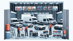 Illustration representing choosing the right paint systems for commercial vehicles: a complete body shop guide