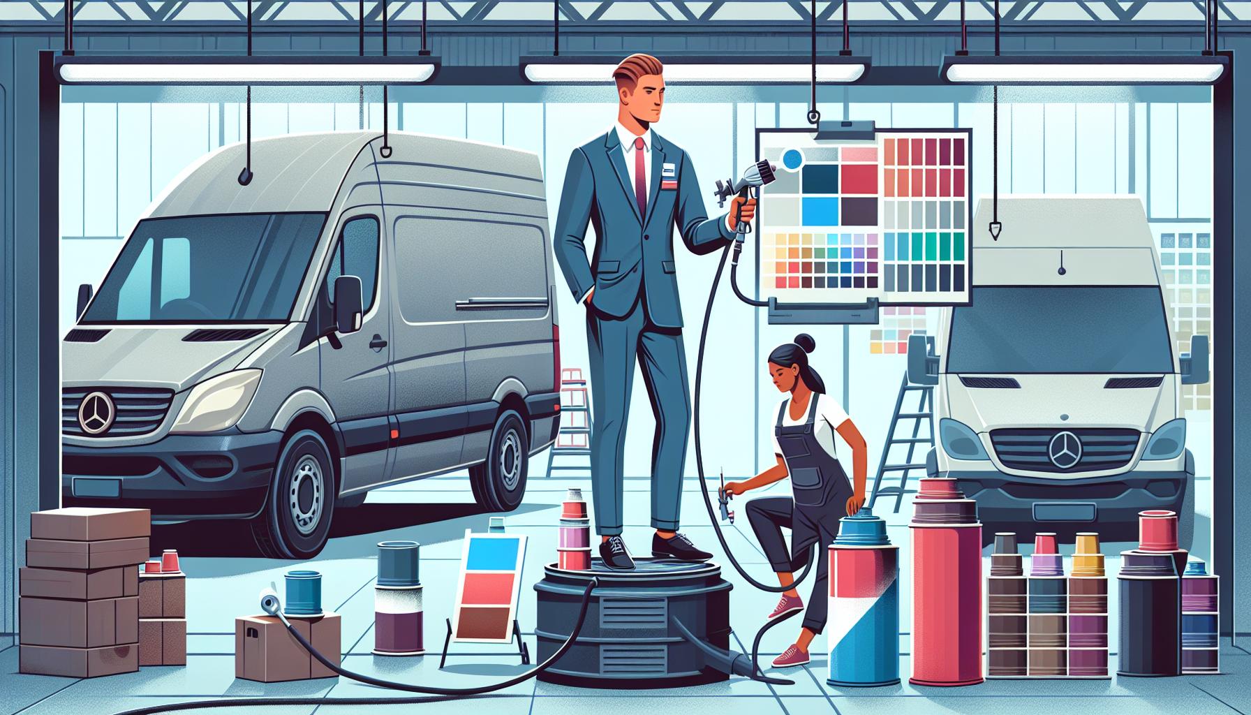 Illustration representing improving efficiency in commercial vehicle refinishing with wet-on-wet applications