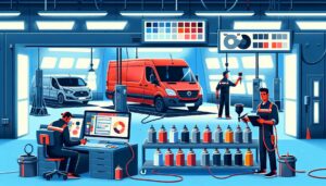 Illustration representing fleet vehicle colour matching explained: ral & bs paint standards for commercial vehicles