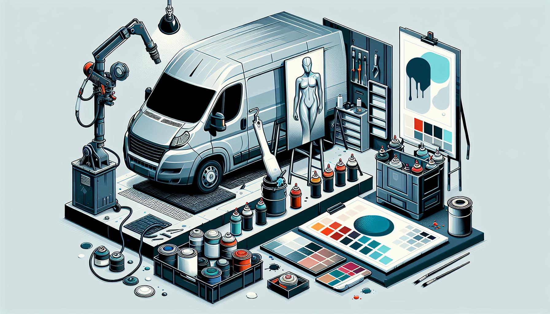 Illustration representing how to choose the right paint systems for commercial vehicles – a body shop buyer’s guide
