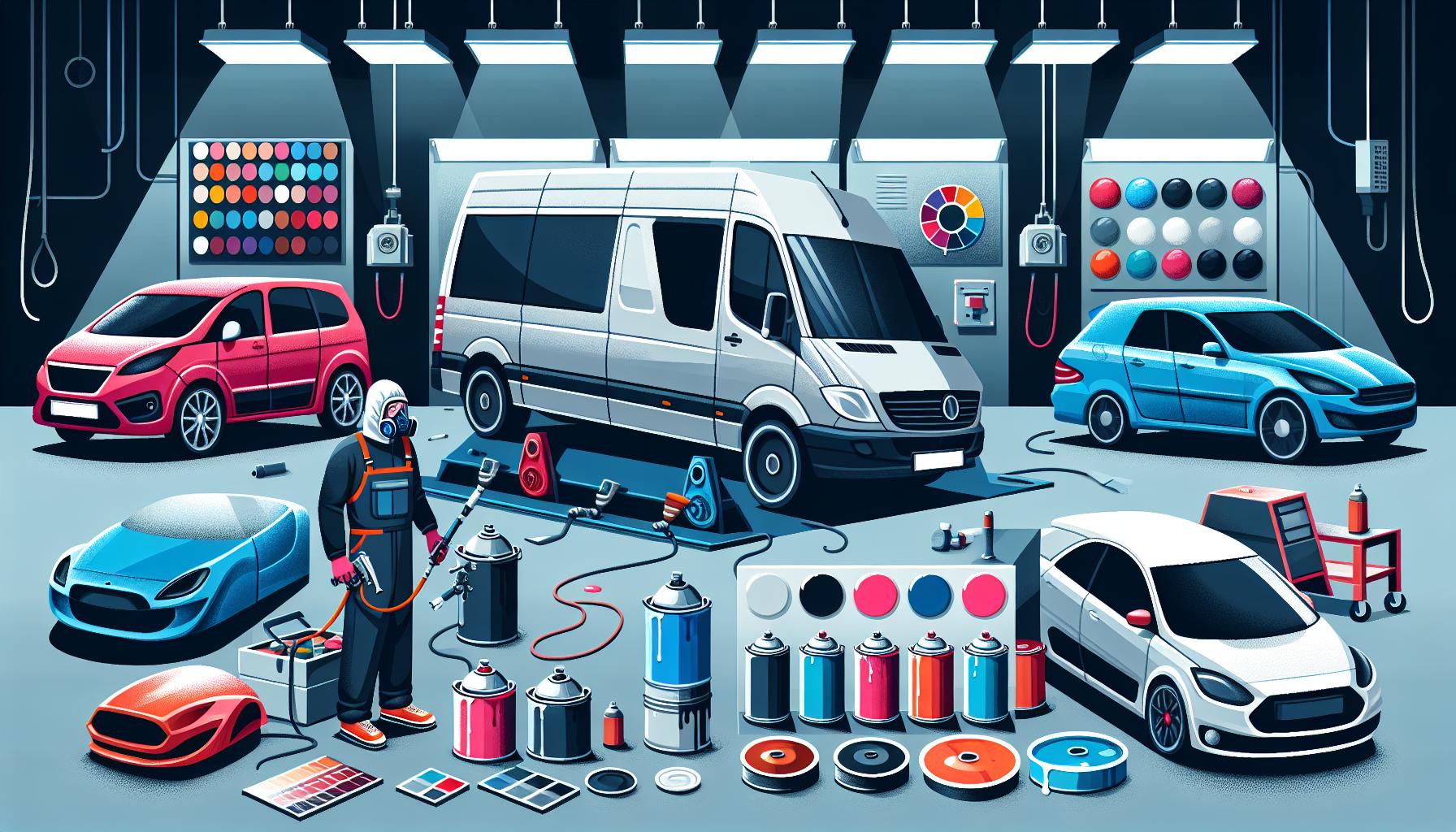 Illustration representing sikkens commercial vehicle paint systems: professional coatings for body shops and fleet refinishing