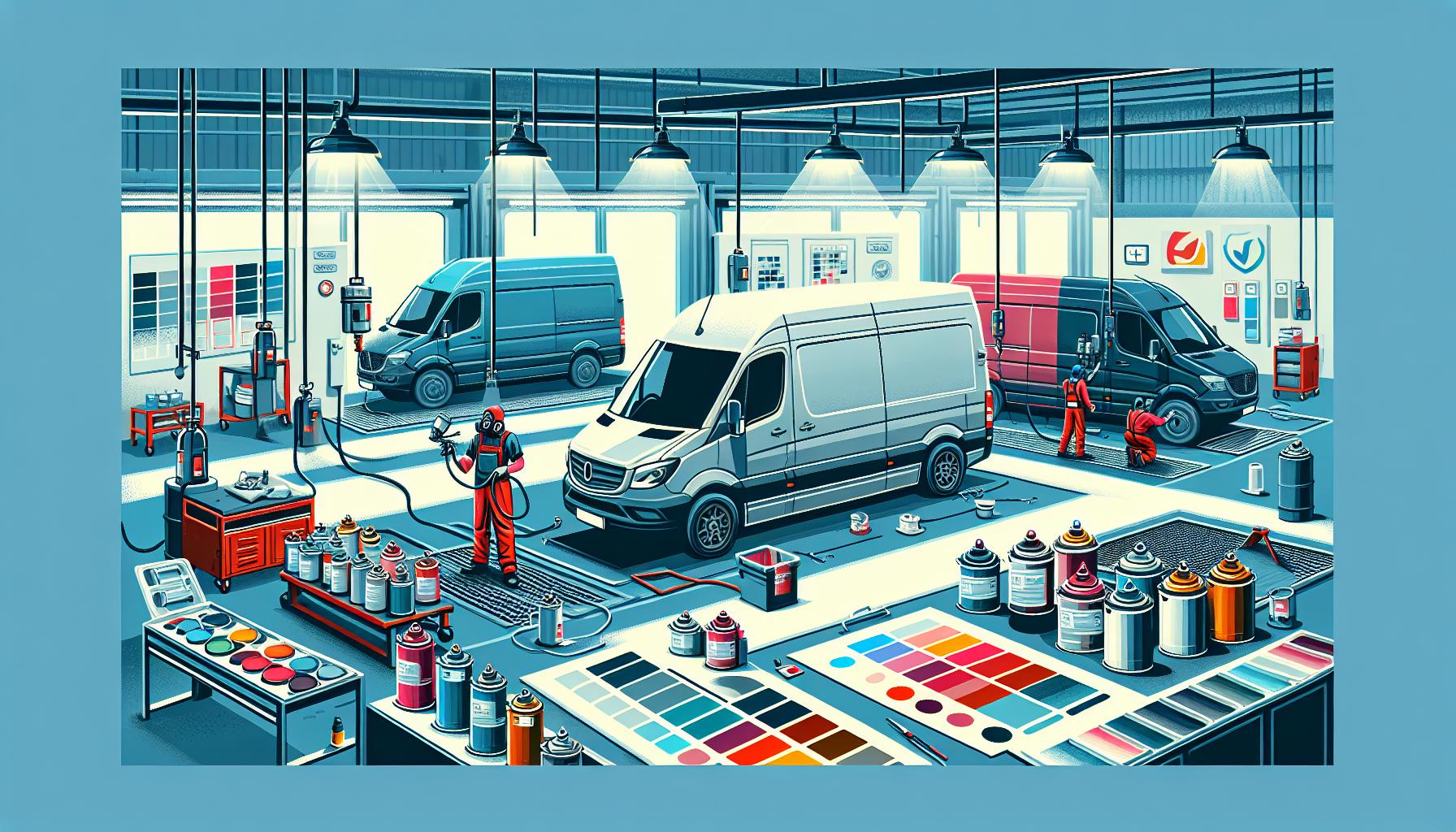 Illustration representing commercial vehicle paint supplies for vans, trucks and buses – how ips supports every sector