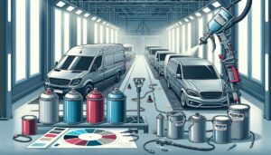 Illustration representing why premium paint brands matter in commercial vehicle refinishing and fleet finishes