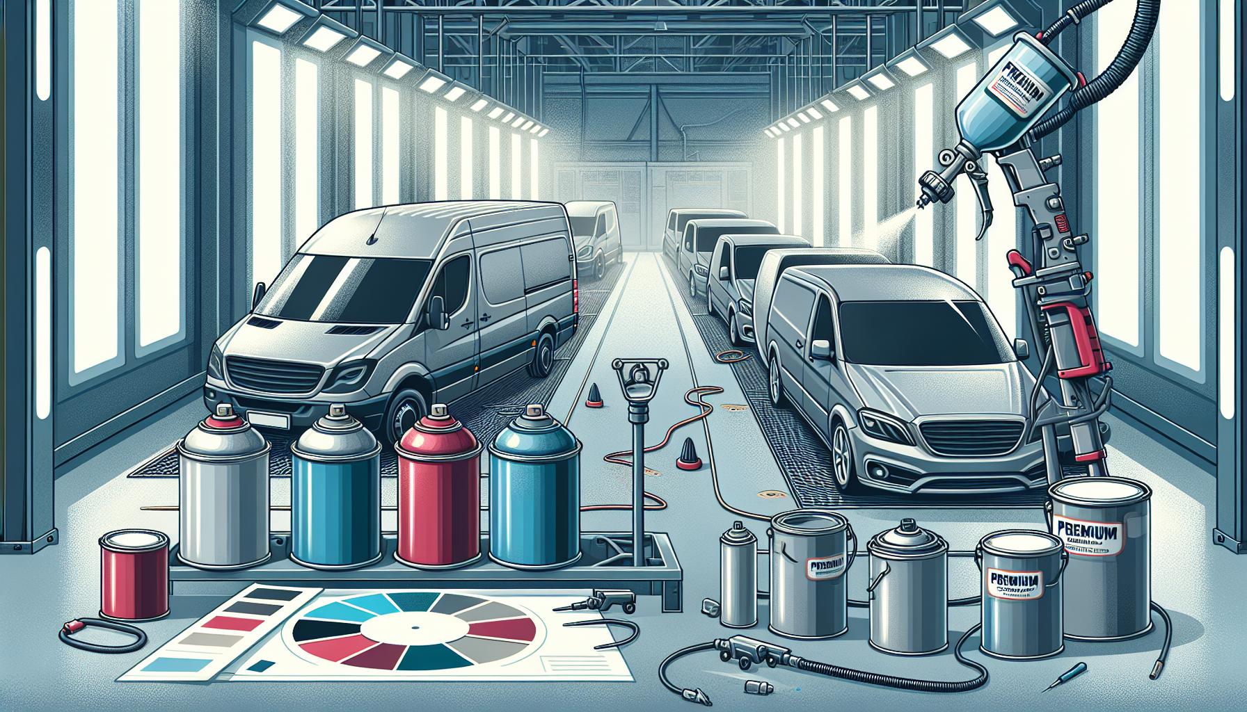 Illustration representing why premium paint brands matter in commercial vehicle refinishing and fleet finishes